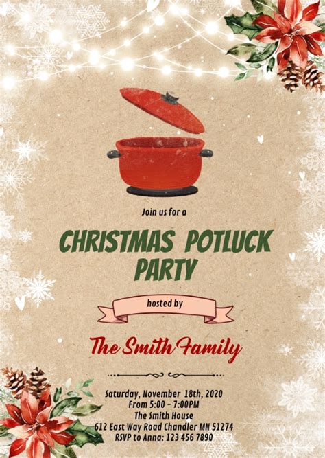 free holiday potluck invitation template|More.